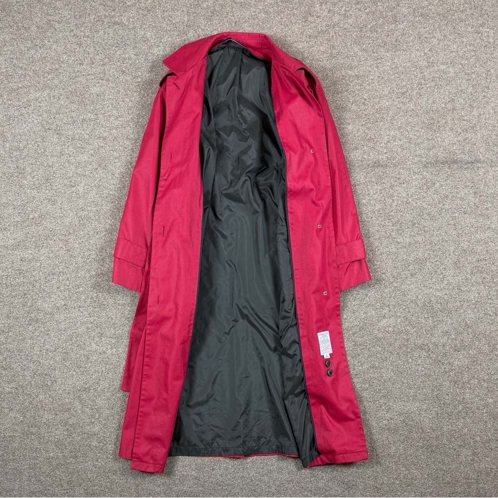 Vintage London Fog Pink Long Belted Trench Coat Women’s Size 14 L/XL Raincoat - Picture 3 of 10